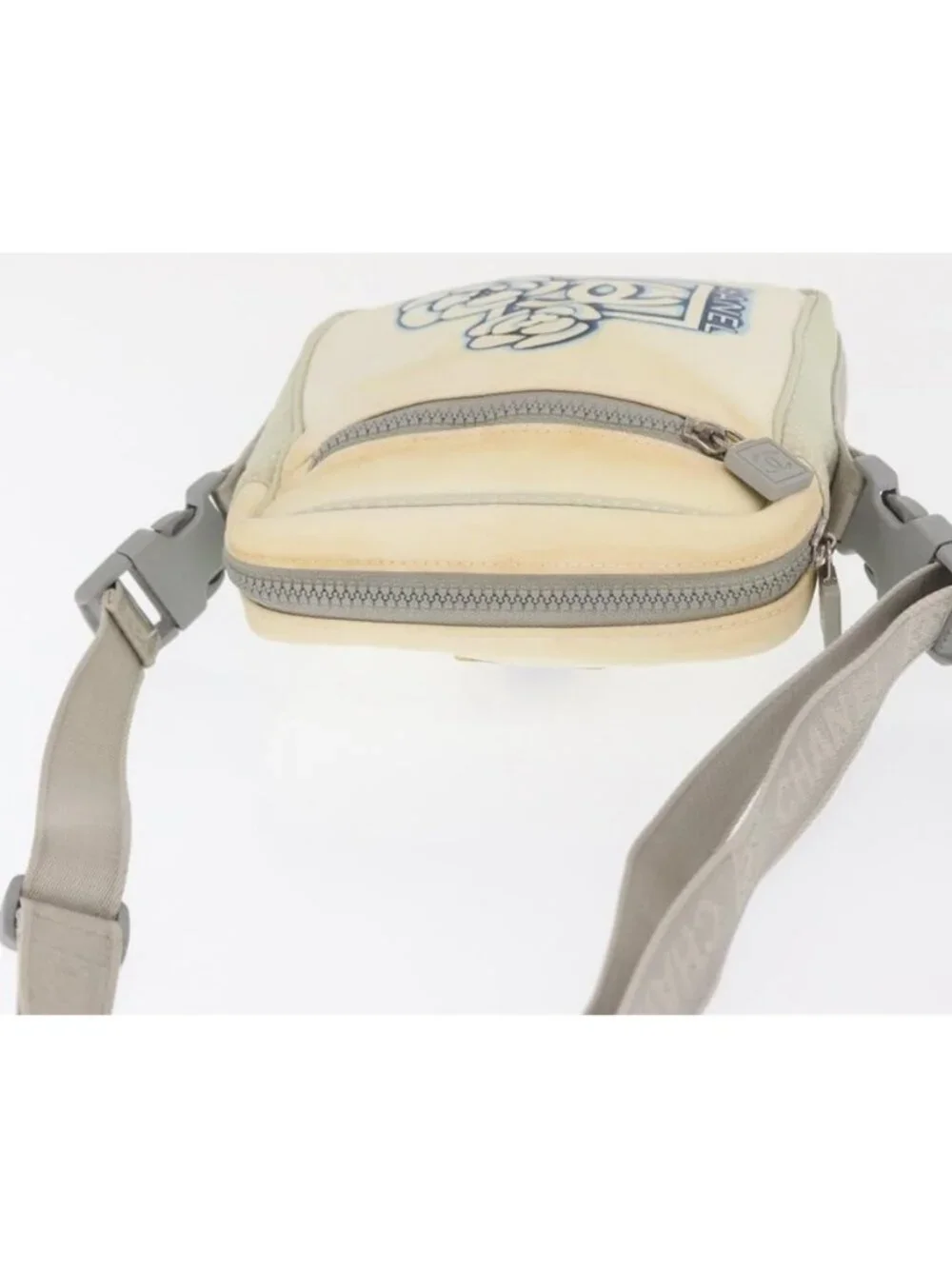 Authentic CHANEL Sports Line Shoulder Bag Nylon White Silver CC